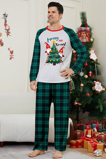 Conjunto de pijamas a juego con estampado de cuadros verdes Merry Christmas